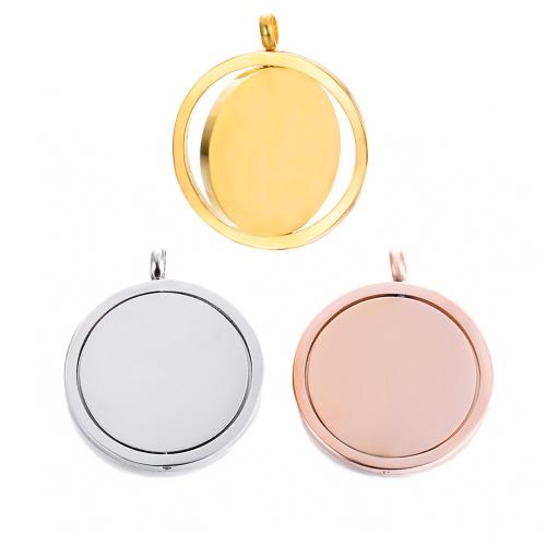 Stainless Steel Pendants, 304 Stainless Steel, Round, plated, rotatable & DIY & Customized 25mm 