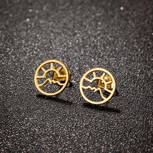 Stainless Steel Stud Earring, 304 Stainless Steel, Round, plated, for woman 12mm 