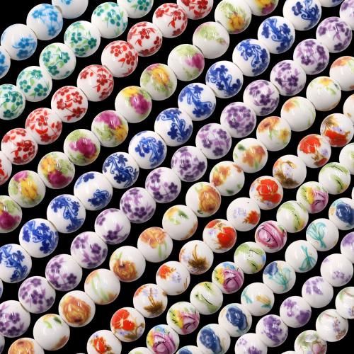 Decal Porcelain Beads, Round, DIY Approx [