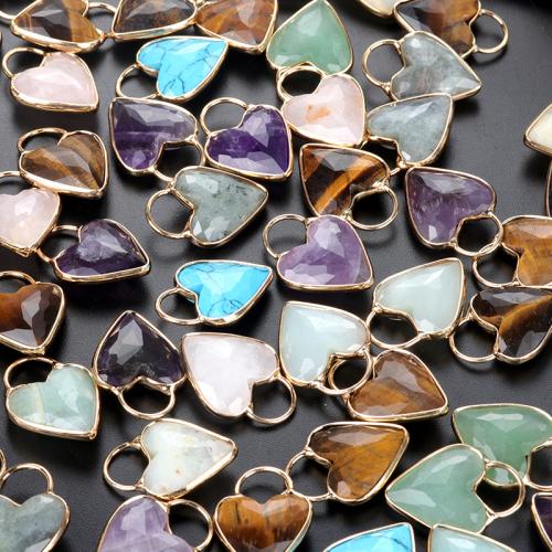 Gemstone ювелирные изделия Кулон, Полудрагоценный камень, с Железо, Сердце, DIY & различные материалы для выбора, Много цветов для выбора продается PC