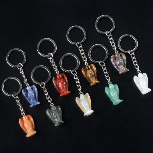 Железный брелок для ключей, Полудрагоценный камень, с Железо, Ангел, ювелирные изделия моды & различные материалы для выбора, Много цветов для выбора, продается PC