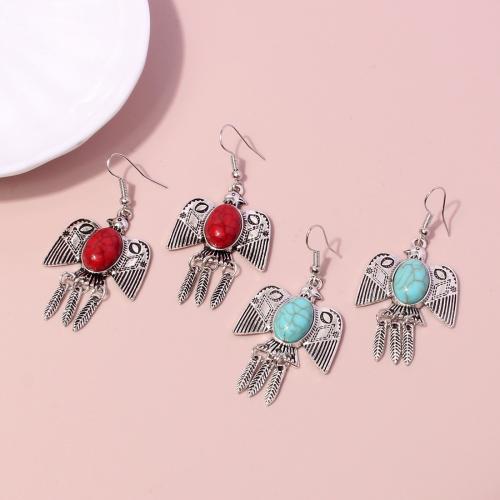 Zinc Alloy Drop Earring, with turquoise, fashion jewelry & for woman 