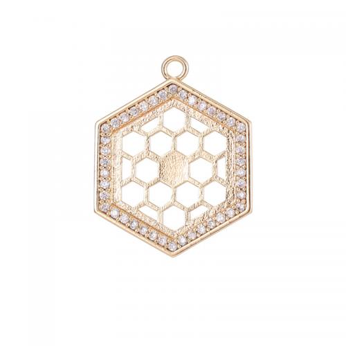Cubic Zirconia Micro Pave Brass Pendant, plated, DIY & micro pave cubic zirconia, gold 