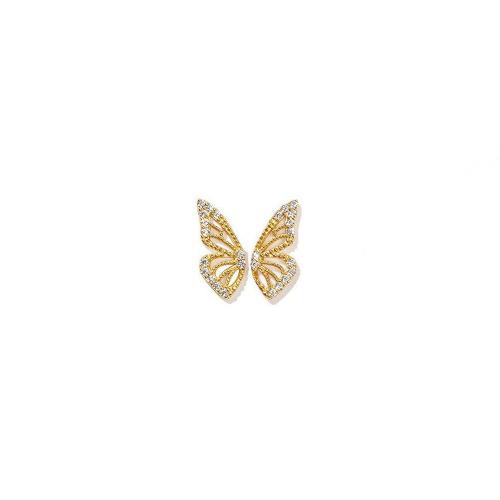 Cubic Zirconia Micro Pave Brass Earring, Butterfly, plated, fashion jewelry & micro pave cubic zirconia & for woman 