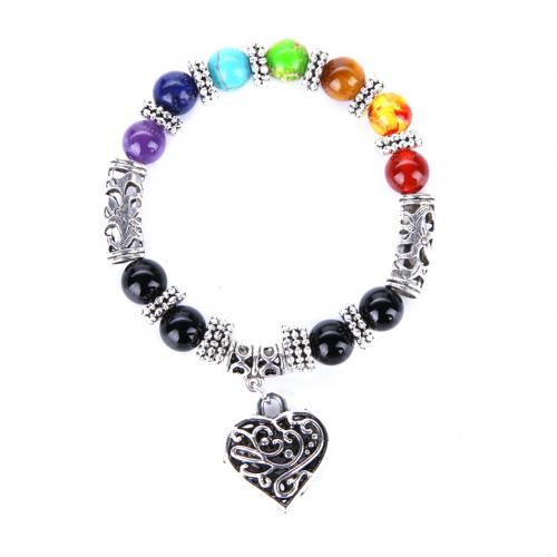 pierre gemme bracelet, avec alliage de zinc, coeur, unisexe & styles différents pour le choix, Vendu par PC