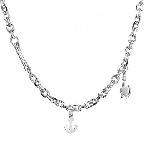 Titanium Steel Jewelry Necklace, Anchor, fashion jewelry & Unisex, original color, nickel, lead & cadmium free, 6.5mm 