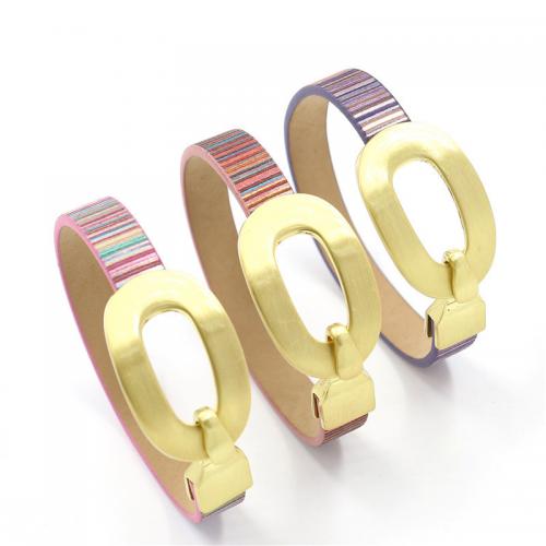 bracelet de cordon en PU , cuir PU, avec alliage de zinc, Placage de couleur d'or, bijoux de mode & unisexe & tréfilage métallique, plus de couleurs à choisir, 10mm Environ 19.5 cm, Vendu par PC