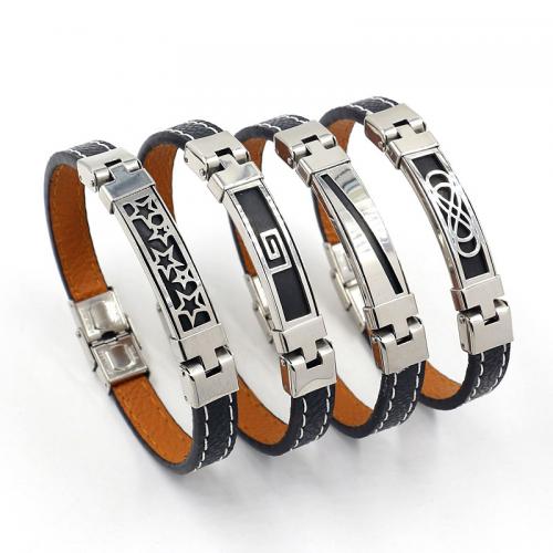 PU Leather Cord Bracelets, with Titanium Steel, fashion jewelry & Unisex 10mm Approx 22 cm 