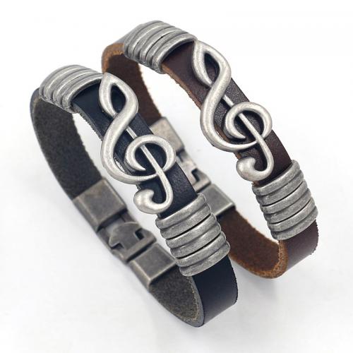Cowhide Bracelets, with Zinc Alloy, plated, fashion jewelry & Unisex 11mm Approx 21 cm [