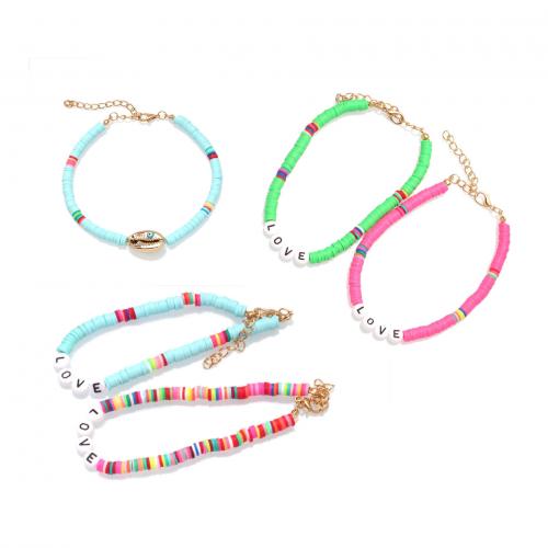 Fashion Jewelry Anklet, Polymer Clay, with Zinc Alloy & Acrylic, gold color plated, Unisex 5mm Approx 18-25 cm 