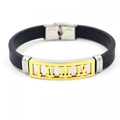PU Leather Cord Bracelets, with Titanium Steel, Vacuum Ion Plating, fashion jewelry & Unisex 10mm Approx 21.5 cm 