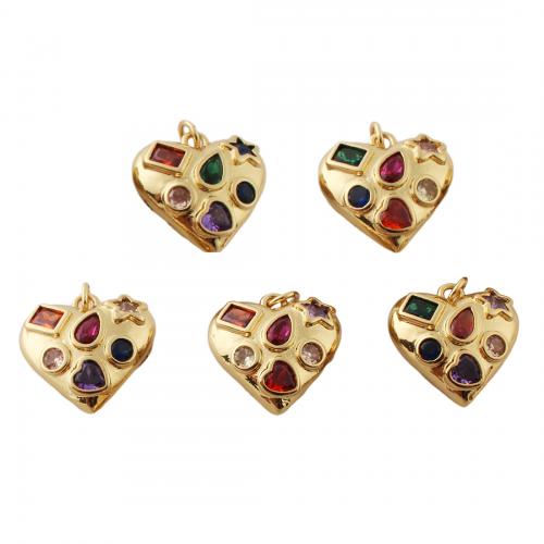 Cubic Zirconia Micro Pave Brass Pendant, Heart, fashion jewelry & Unisex & micro pave cubic zirconia Approx 3.5mm 