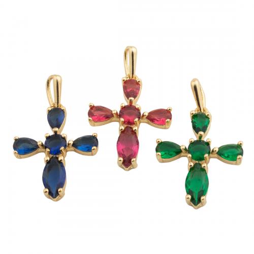 Cubic Zirconia Micro Pave Brass Pendant, Cross, fashion jewelry & Unisex & micro pave cubic zirconia Approx 2.5mm 