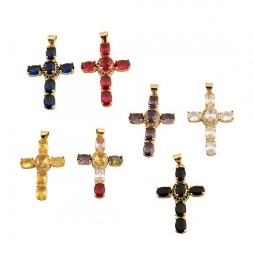 Cubic Zirconia Micro Pave Brass Pendant, Cross, fashion jewelry & Unisex & micro pave cubic zirconia Approx 3.5mm 