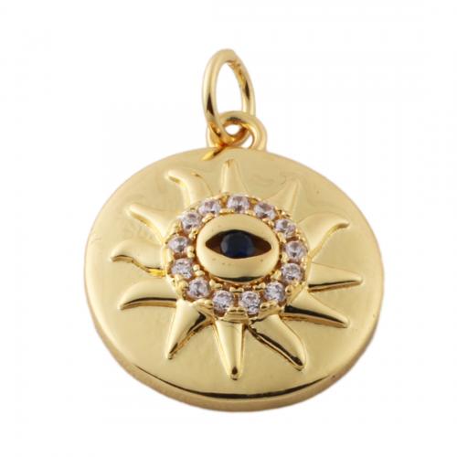 Cubic Zirconia Micro Pave Brass Pendant, fashion jewelry & Unisex & micro pave cubic zirconia, golden Approx 3mm 