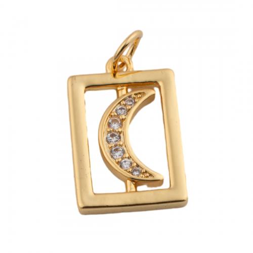 Cubic Zirconia Micro Pave Brass Pendant, fashion jewelry & Unisex & micro pave cubic zirconia, golden Approx 3.5mm 