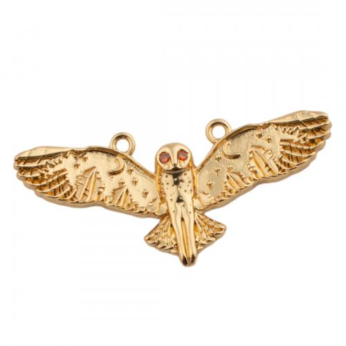 Cubic Zirconia Micro Pave Brass Pendant, Owl, Unisex & micro pave cubic zirconia & double-hole, golden Approx 1mm 