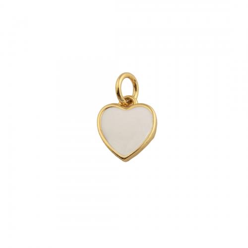 Brass Heart Pendants, fashion jewelry & Unisex & enamel, golden Approx 3mm 
