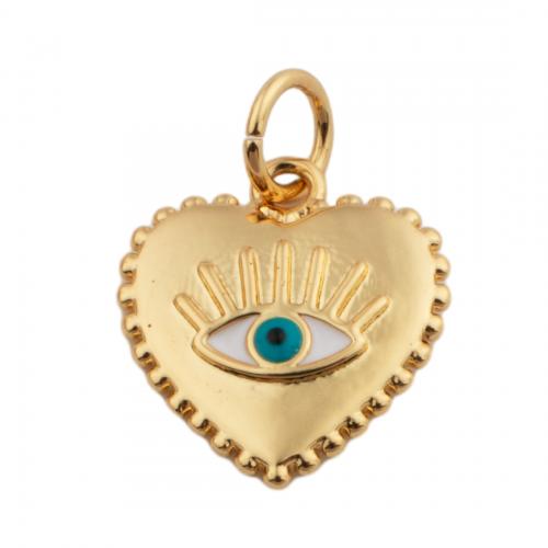 Mode Evil Eye Pendentif, laiton, coeur, bijoux de mode & unisexe & émail, doré Environ 2mm, Vendu par PC