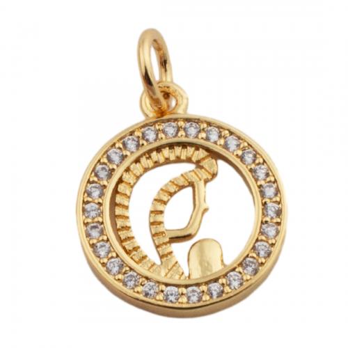 Cubic Zirconia Micro Pave Brass Pendant, fashion jewelry & Unisex & micro pave cubic zirconia, golden Approx 3mm [