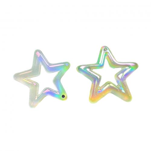 Perles acryliques plaquée, Acrylique, étoile, Placage UV, DIY & lumineux, 47mm, Environ Vendu par sac