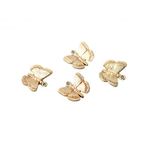 Animal Brass Pendants, Butterfly, 14K gold plated, DIY, gold 