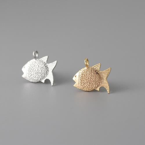 Animal Brass Pendants, Fish, 14K gold plated, DIY 