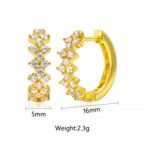 Cubic Zirconia Micro Pave Brass Earring, plated, micro pave cubic zirconia & for woman, golden [