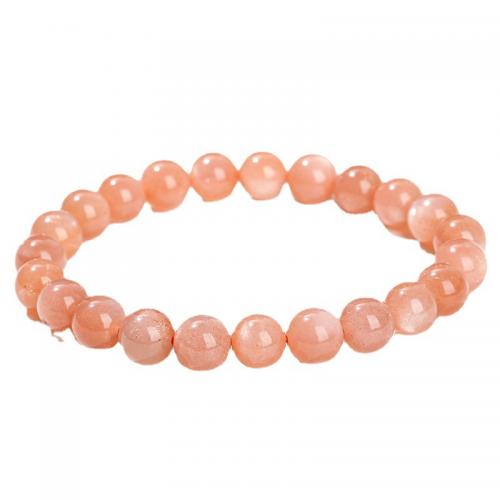 Gemstone Bracelets, Sunstone, Round, fashion jewelry & for woman, orange Approx 18 cm 