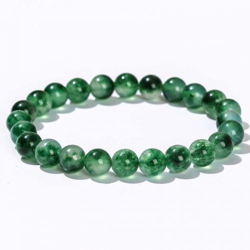 Gemstone Bracelets, Chalcedony, Round, fashion jewelry & Unisex green Approx 18 cm 
