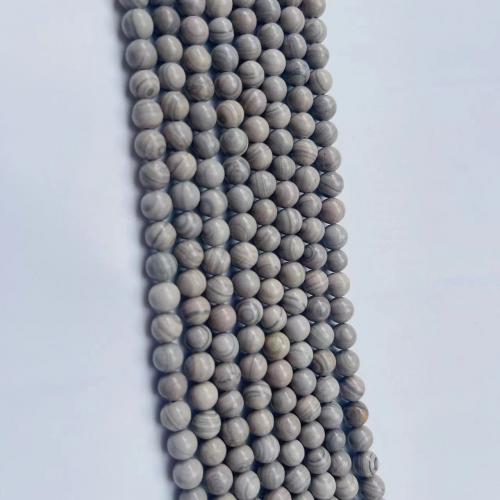 Einzelne Edelstein Perlen, Naturstein, rund, poliert, DIY & verschiedene Größen vorhanden, grau, Länge:ca. 38 cm, verkauft von Strang