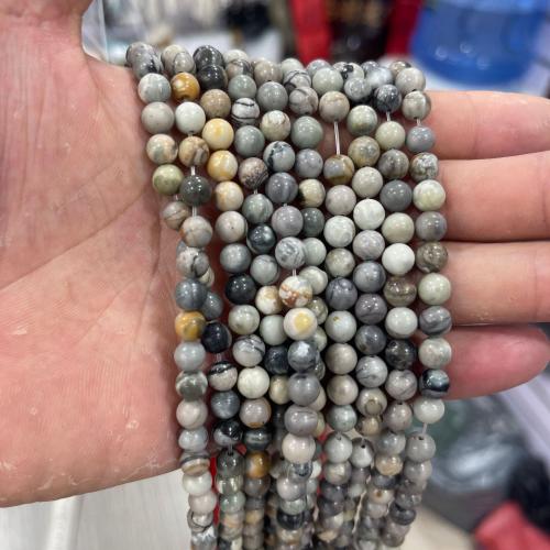 Picasso Jaspis  Perlen, rund, poliert, DIY & verschiedene Größen vorhanden, gemischte Farben, verkauft von Strang