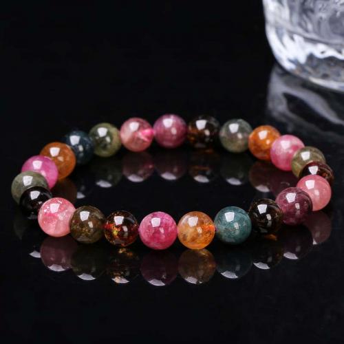 Tourmaline Bracelet, Round, fashion jewelry & for woman, mixed colors, 8mm Approx 18 cm 