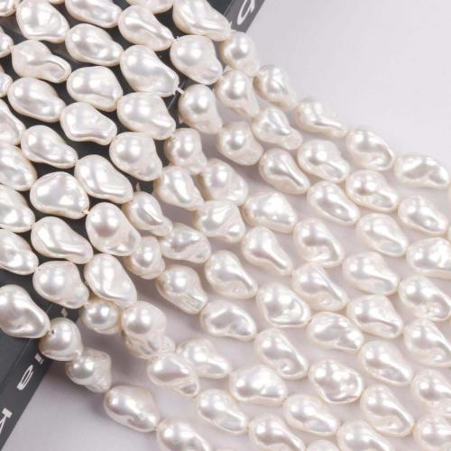 Perles de nacre en verre, perle de verre, Irrégulière, poli, DIY & normes différentes pour le choix, blanc, Vendu par brin