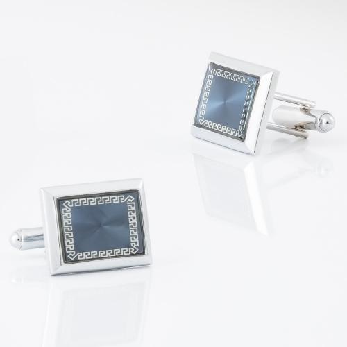 Brass Cufflinks, Rectangle, silver color plated, Unisex & epoxy gel 