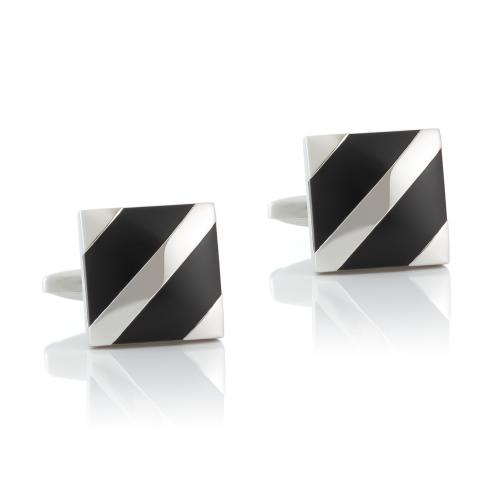 Brass Cufflinks, Square, silver color plated, for man & epoxy gel 