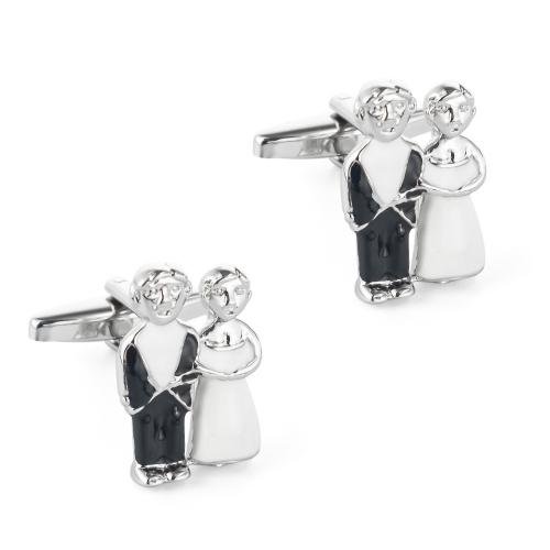 Brass Cufflinks, silver color plated, stoving varnish & for man 