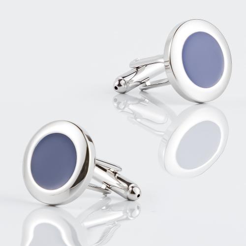 Brass Cufflinks, silver color plated, for man & enamel 