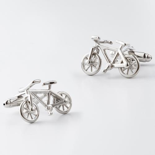 Brass Cufflinks, Bike, silver color plated, for man 