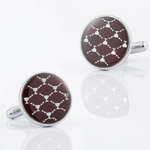 Brass Cufflinks, silver color plated, for man & epoxy gel 