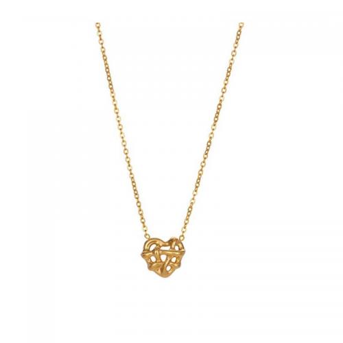 Stainless Steel Jewelry Necklace, 316L Stainless Steel, with 6cm extender chain, Heart, gold color plated, fashion jewelry & for woman, golden Approx 39 cm 
