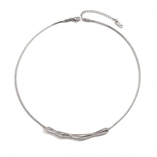 Titanium Steel Jewelry Necklace, with 5cm extender chain, fashion jewelry & for woman, silver color Approx 40 cm 