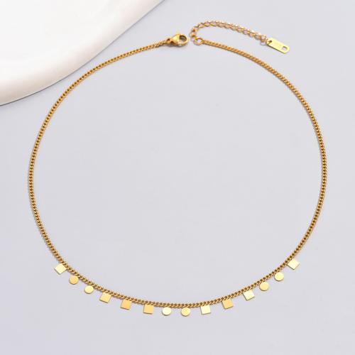 Titanium Steel Jewelry Necklace, with 6cm extender chain, 18K gold plated, fashion jewelry & for woman, golden Approx 41 cm 