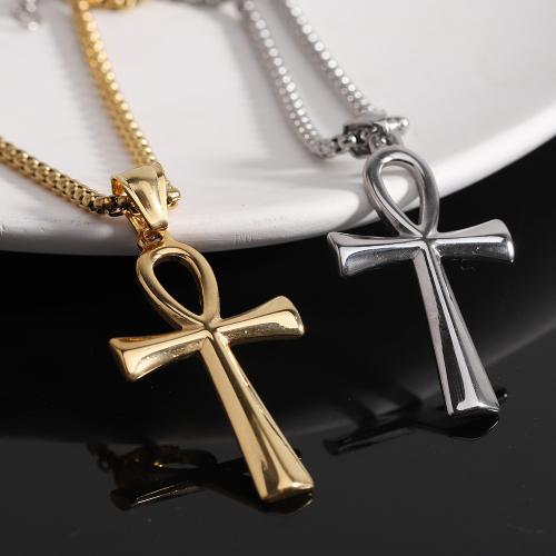 Titanium Steel Jewelry Necklace, Cross, plated, Unisex Approx 60 cm 