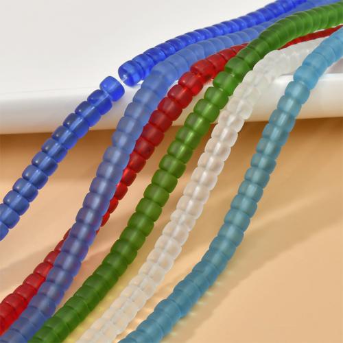 Perlas de vidrio recubierto de goma, Redondo aplanado, Bricolaje, más colores para la opción, 6x4mm, aproximado 90PCs/Sarta, Vendido por Sarta