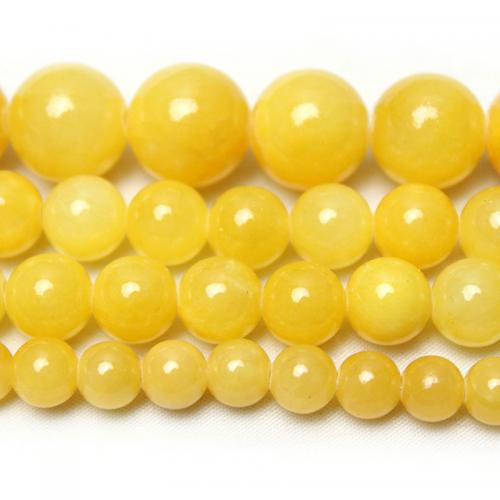Blassbraune Jade Perle, rund, DIY & verschiedene Größen vorhanden, gelb, verkauft von Strang