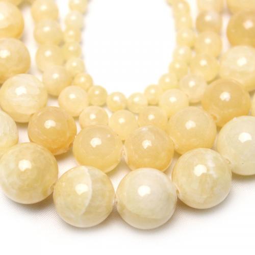 Blassbraune Jade Perle, rund, DIY & verschiedene Größen vorhanden, gelb, verkauft von Strang