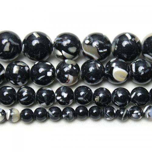 Synthetische Türkis Perlen, rund, DIY & verschiedene Größen vorhanden, schwarz, verkauft von Strang