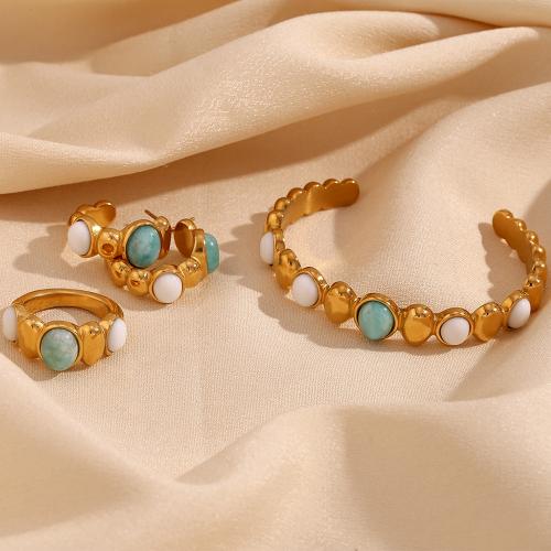 Fashion Stainless Steel Jewelry Sets, 316L Stainless Steel, with ​Amazonite​, 18K gold plated, fashion jewelry & for woman 