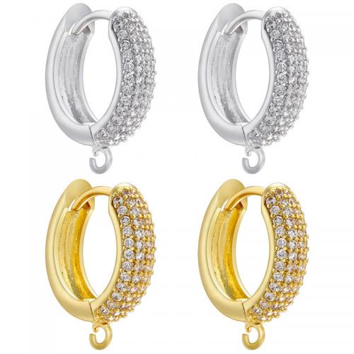 Brass Hoop Earring Components, DIY & micro pave cubic zirconia & for woman 